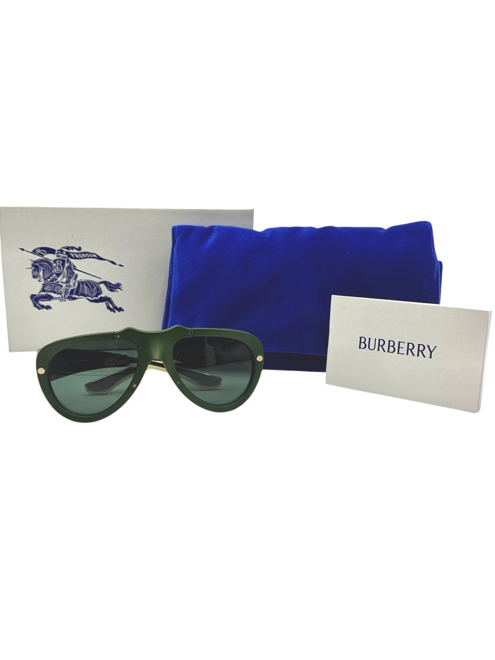 Burberry Dark Green Pilot Sunglasses BE4433U 57mm - Gold Hardware & Case